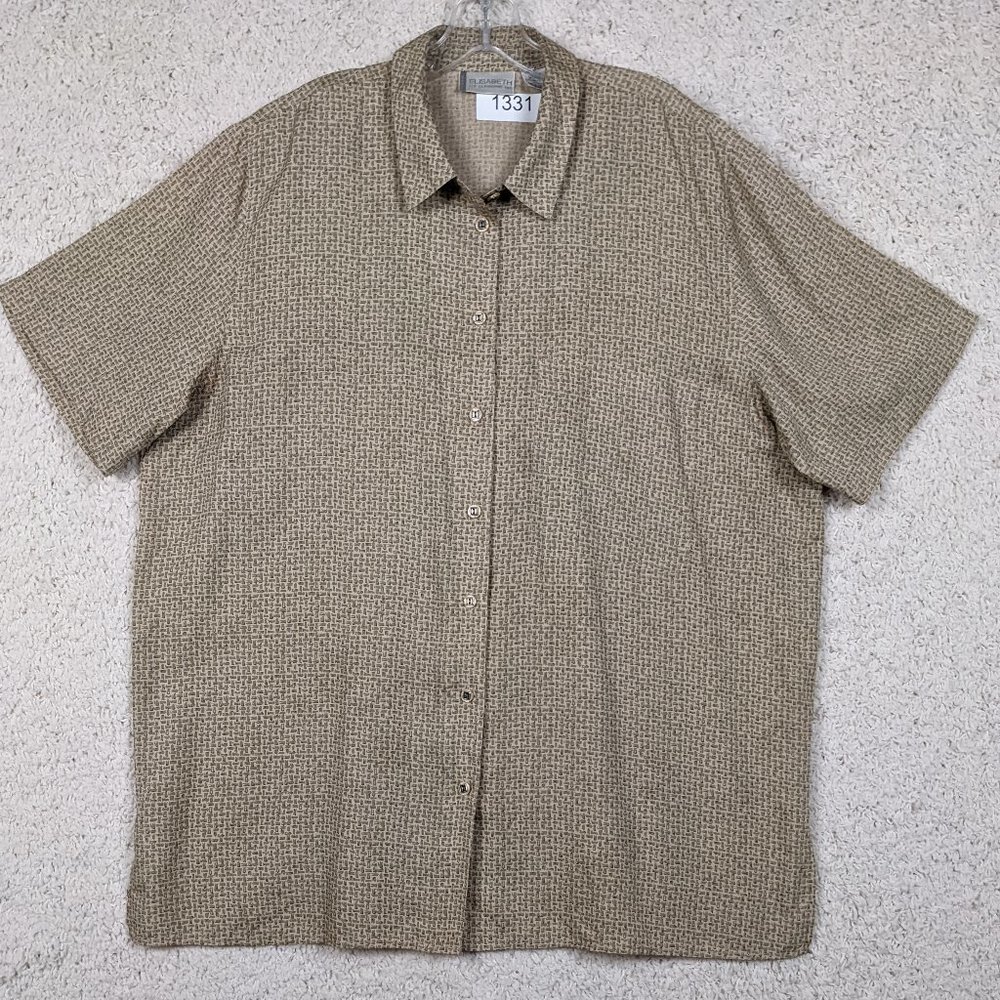 Elisabeth Liz Claiborne* Women's Short Sleeve Button Down BOHO‎ Shirt~ Size 20WP